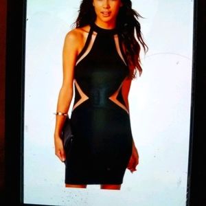 Cold Shoulder Bodycon with Net Inserts